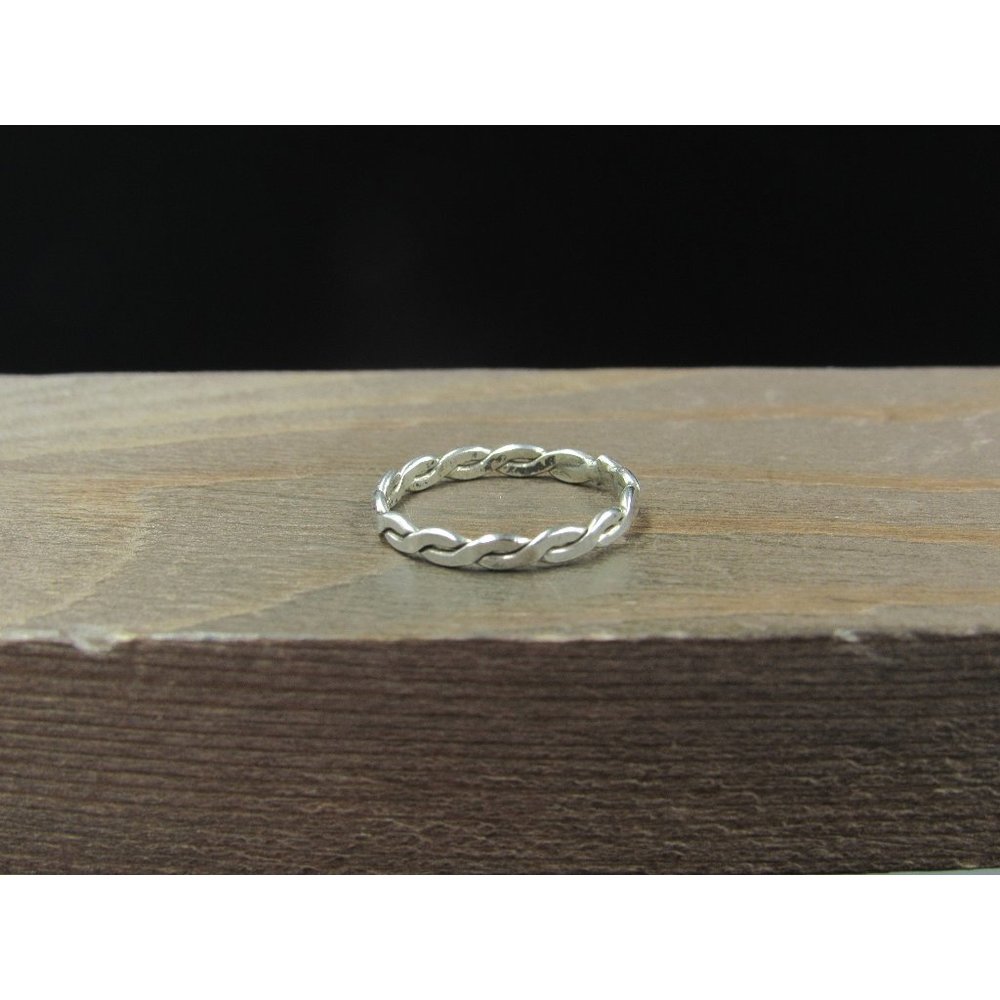 Size 4.5 Sterling Silver Rustic Handmade Woven Band Ring Vintage Statement